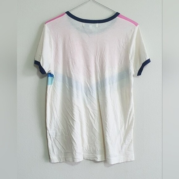 Wildfox Chevron Striped Ringer Tee Size Large - Picture 4 of 7